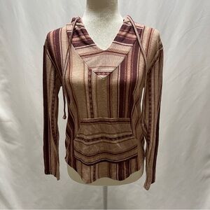 WALLFLOWER Juniors Aztec Print Hoodie Pink Maroon Mauve Measures as XS